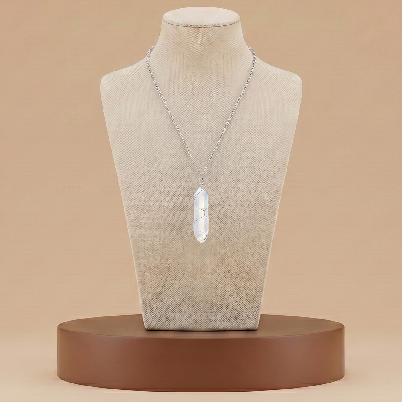 Collar de Piedra Natural y Cristal - Colgante Hexagonal Energético