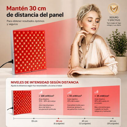 Panel de Terapia de Luz Roja LED 225 – Recuperación Muscular y Bienestar en Casa