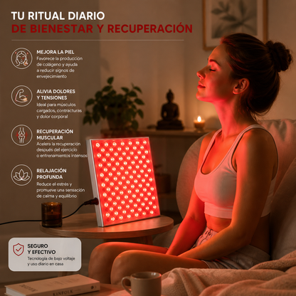 Panel de Terapia de Luz Roja LED 225 – Recuperación Muscular y Bienestar en Casa