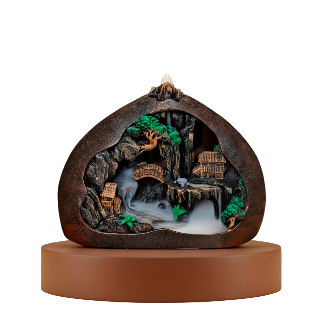 Quemador de Incienso Cascada Paisaje Zen
