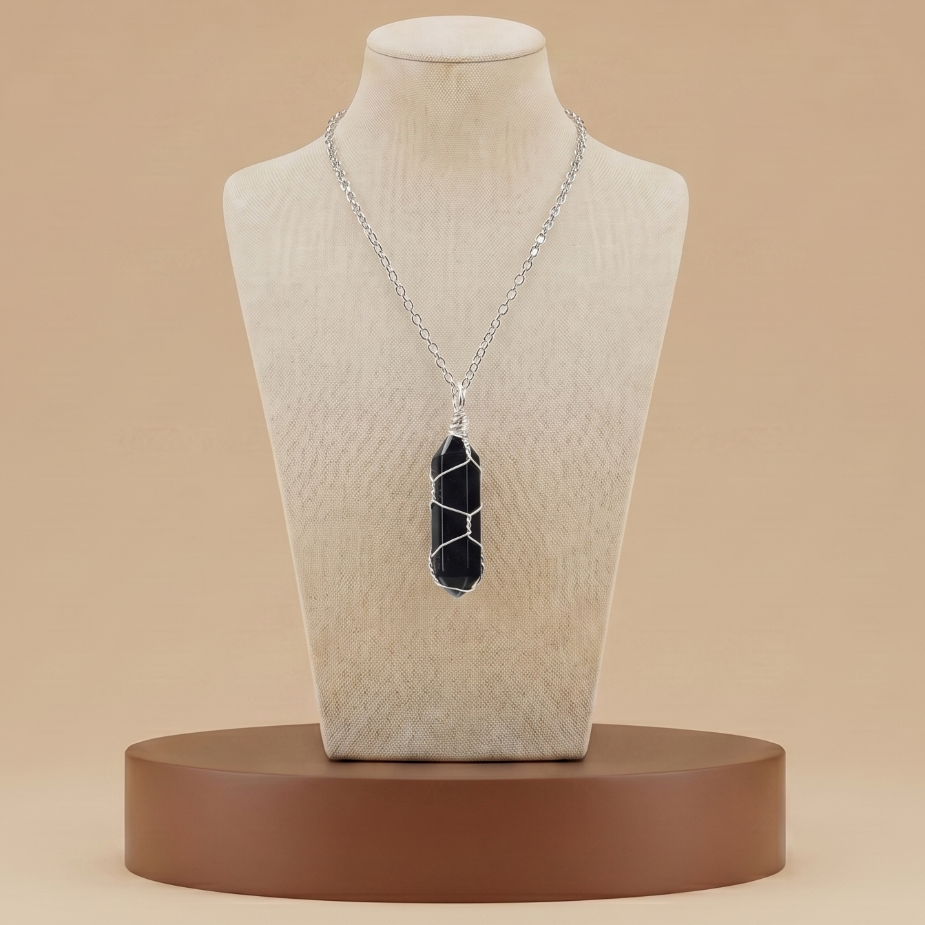 Collar de Piedra Natural y Cristal - Colgante Hexagonal Energético