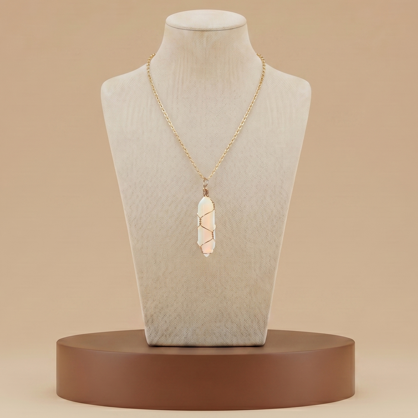 Collar de Piedra Natural y Cristal - Colgante Hexagonal Energético