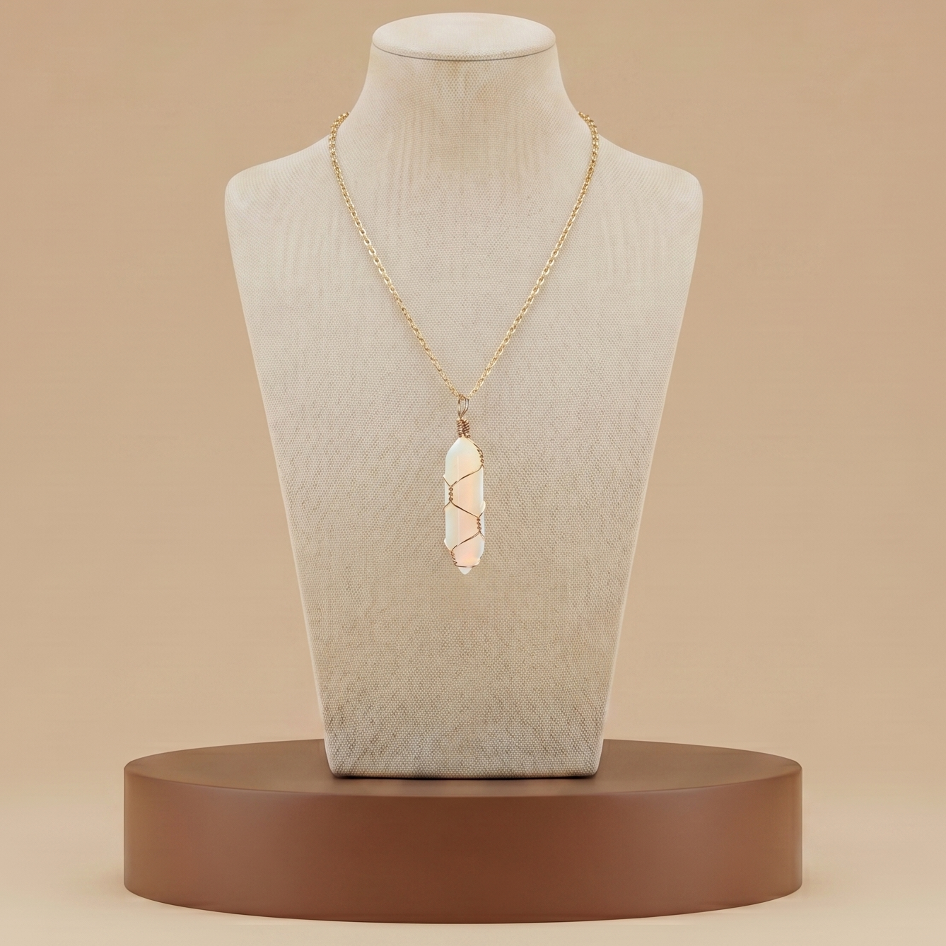Collar de Piedra Natural y Cristal - Colgante Hexagonal Energético