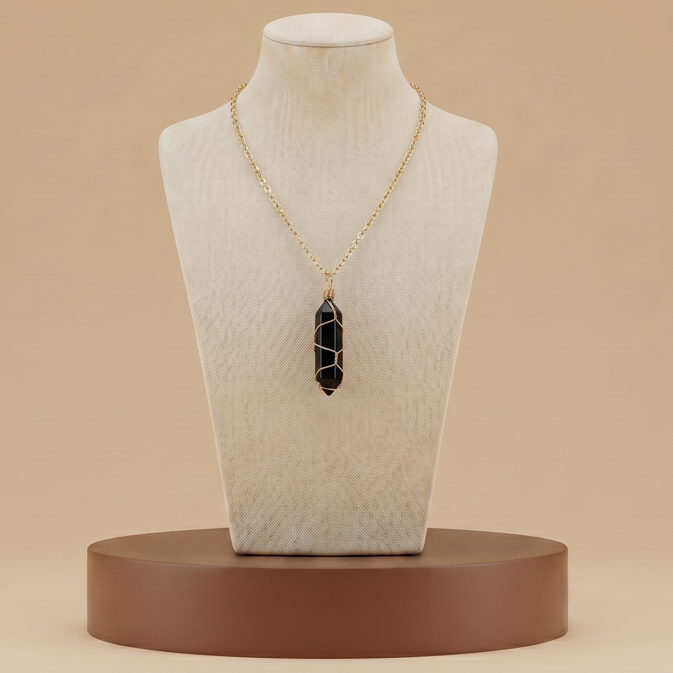 Collar de Piedra Natural y Cristal - Colgante Hexagonal Energético