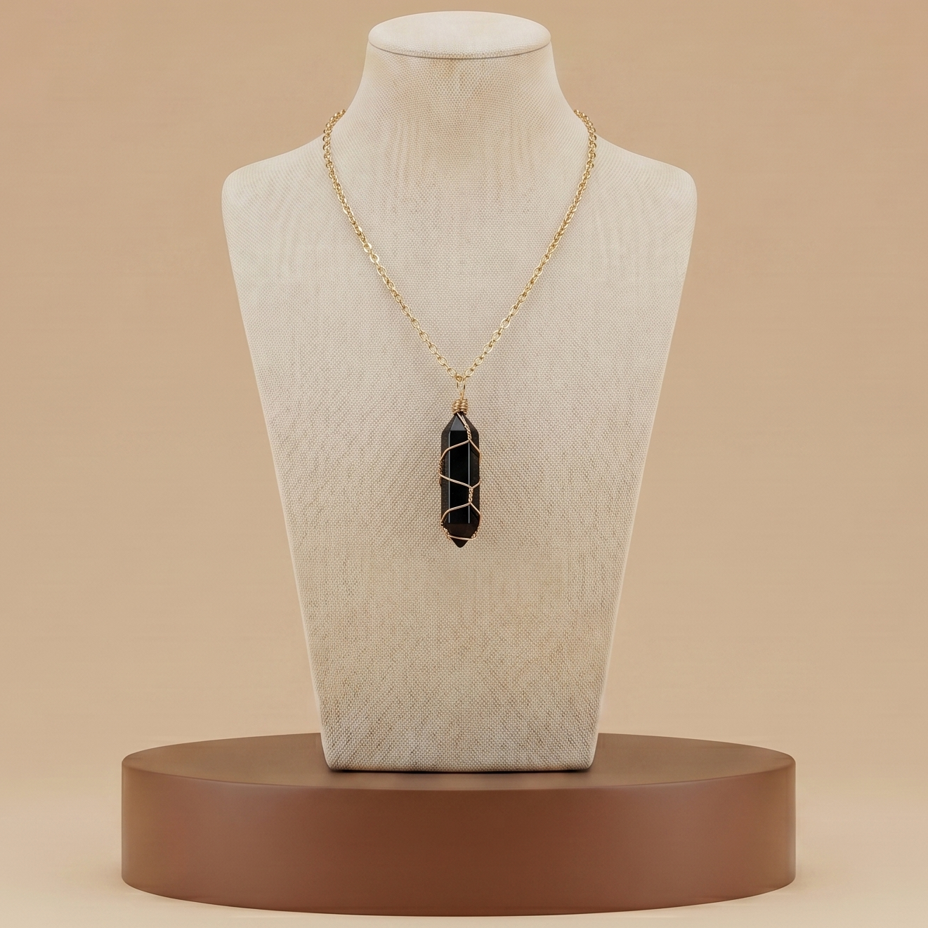 Collar de Piedra Natural y Cristal - Colgante Hexagonal Energético