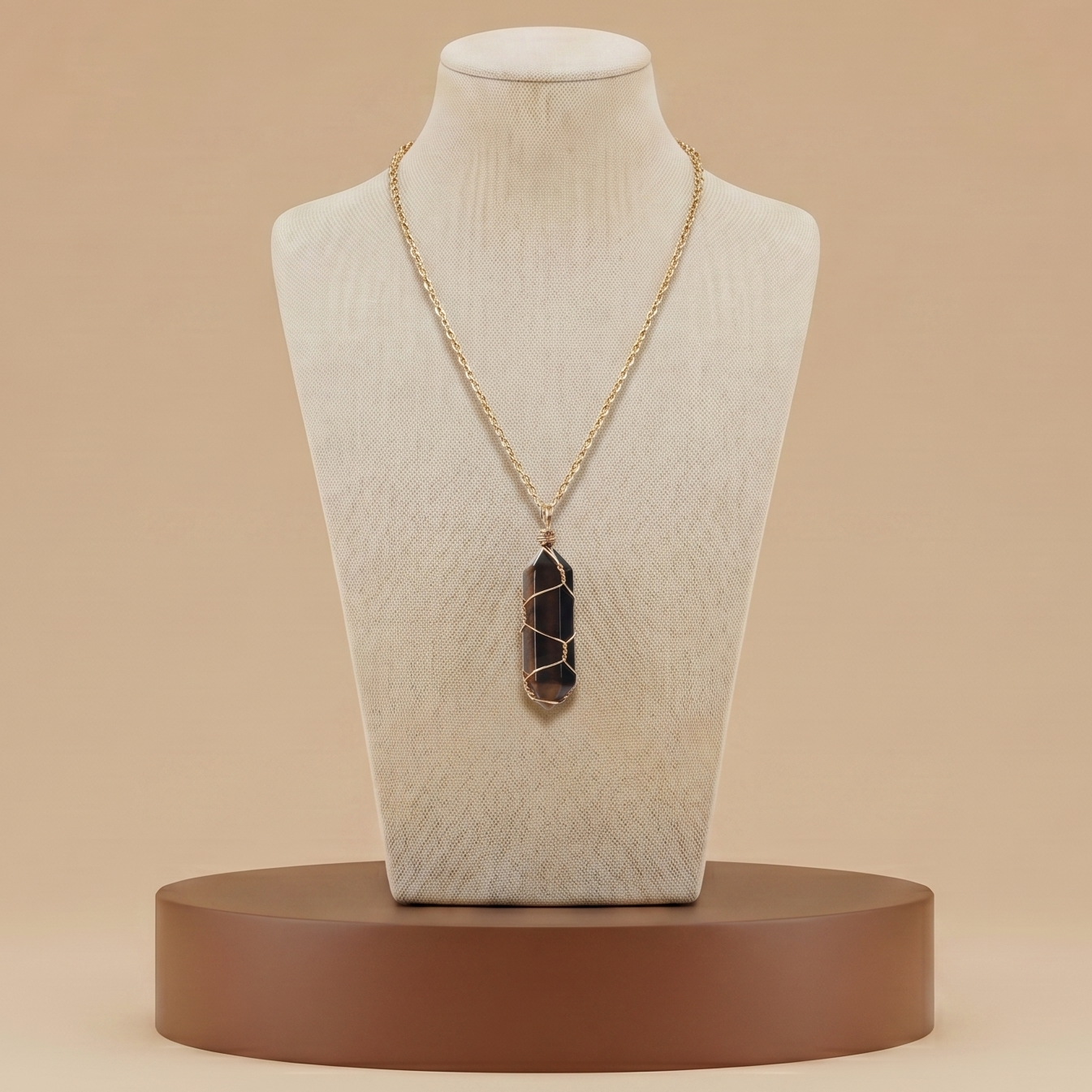 Collar de Piedra Natural y Cristal - Colgante Hexagonal Energético