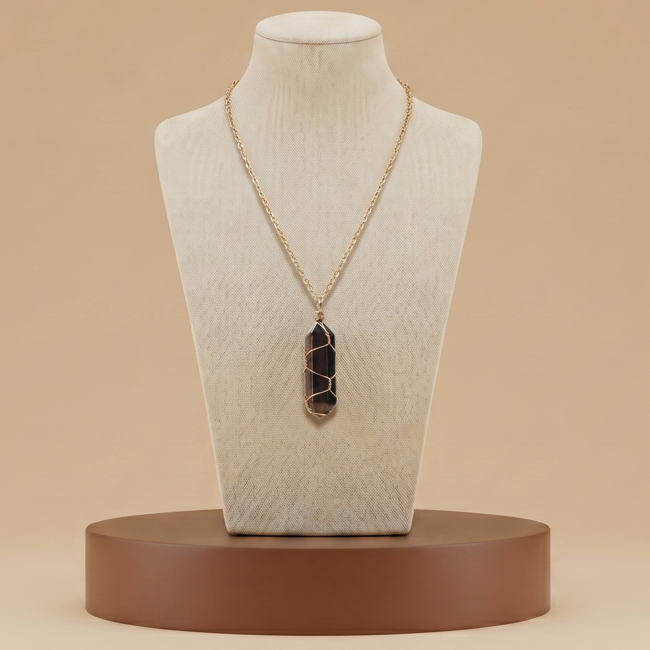 Collar de Piedra Natural y Cristal - Colgante Hexagonal Energético