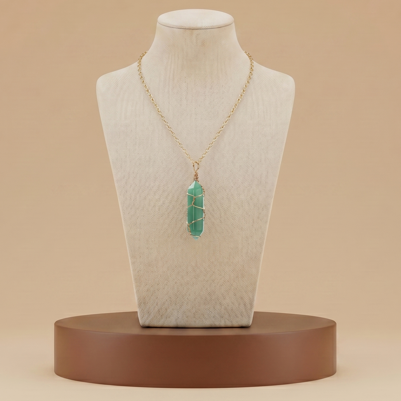 Collar de Piedra Natural y Cristal - Colgante Hexagonal Energético