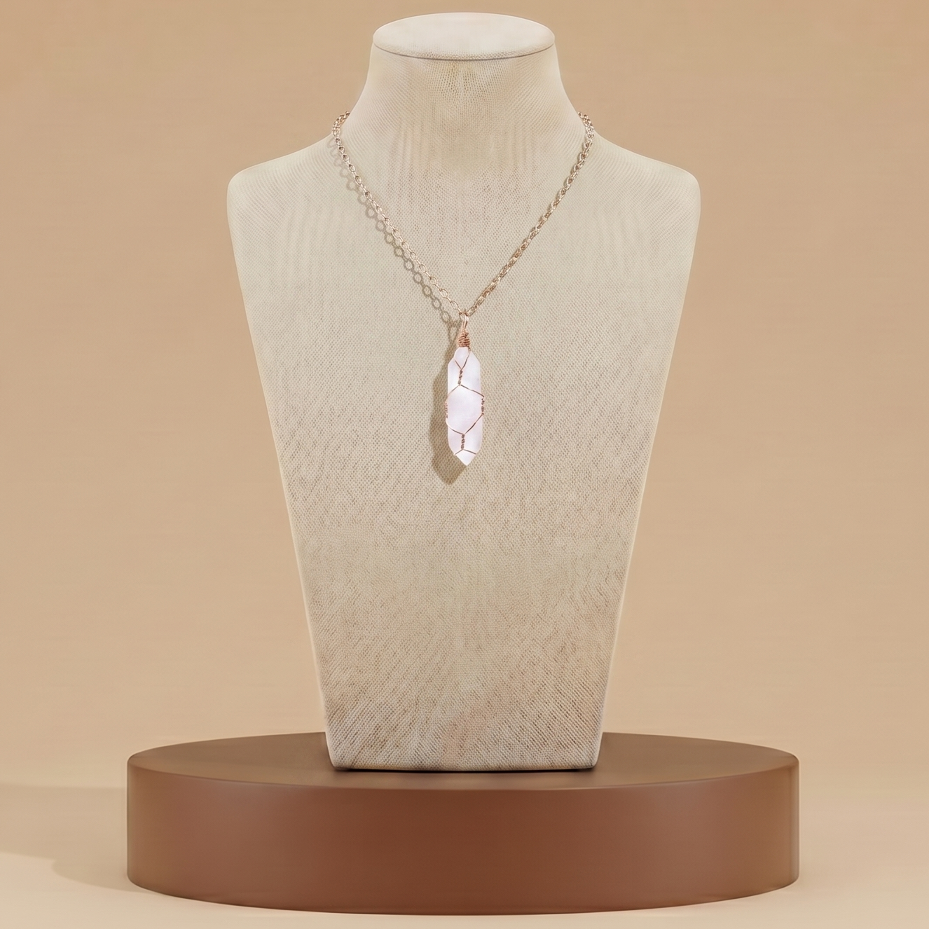 Collar de Piedra Natural y Cristal - Colgante Hexagonal Energético