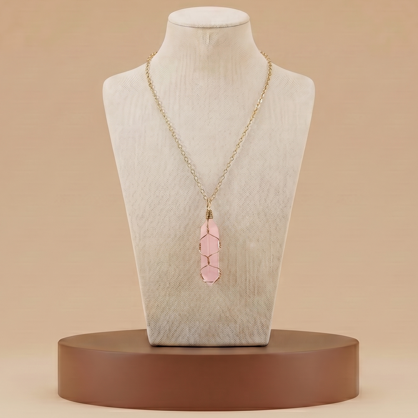 Collar de Piedra Natural y Cristal - Colgante Hexagonal Energético