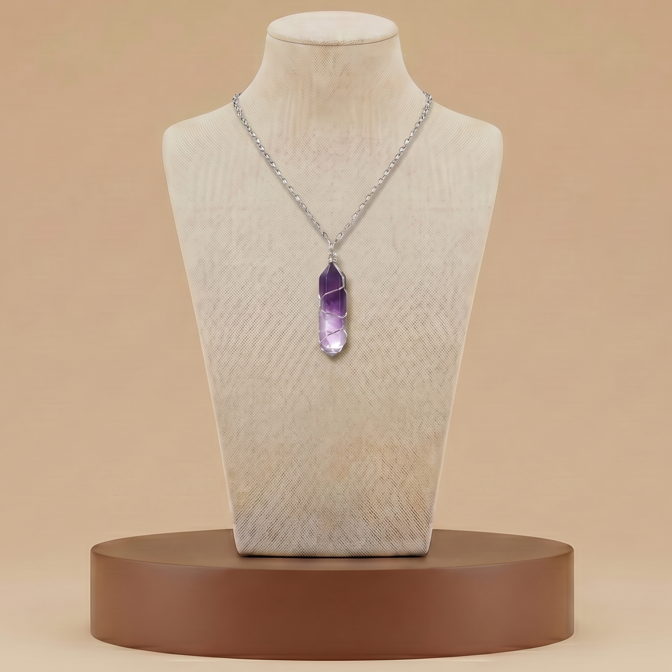 Collar de Piedra Natural y Cristal - Colgante Hexagonal Energético