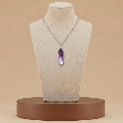Collar de Piedra Natural y Cristal - Colgante Hexagonal Energético