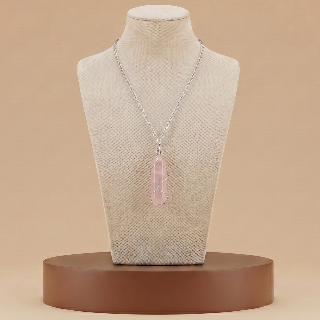 Collar de Piedra Natural y Cristal - Colgante Hexagonal Energético