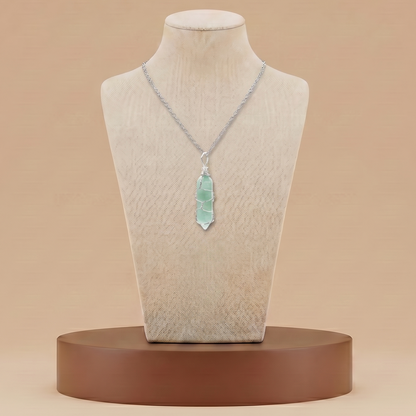 Collar de Piedra Natural y Cristal - Colgante Hexagonal Energético