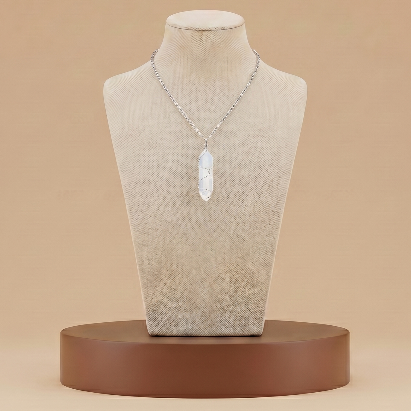 Collar de Piedra Natural y Cristal - Colgante Hexagonal Energético