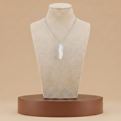 Collar de Piedra Natural y Cristal - Colgante Hexagonal Energético