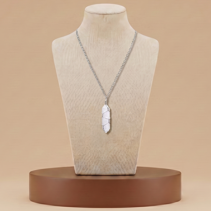 Collar de Piedra Natural y Cristal - Colgante Hexagonal Energético