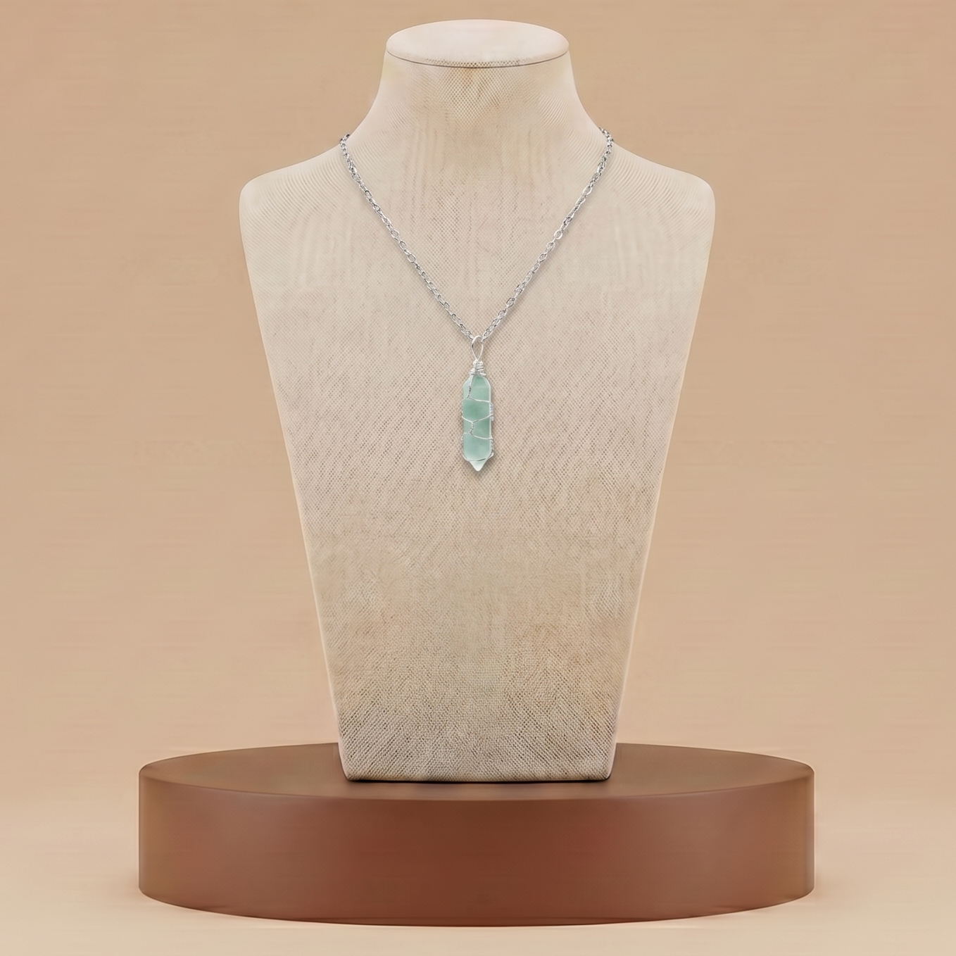 Collar de Piedra Natural y Cristal - Colgante Hexagonal Energético
