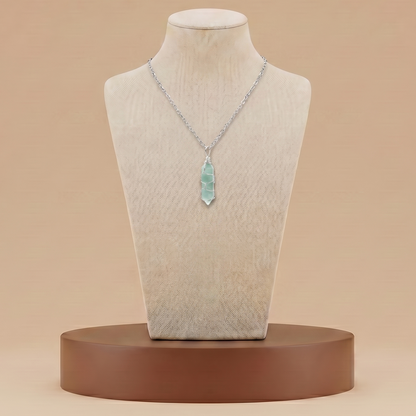 Collar de Piedra Natural y Cristal - Colgante Hexagonal Energético