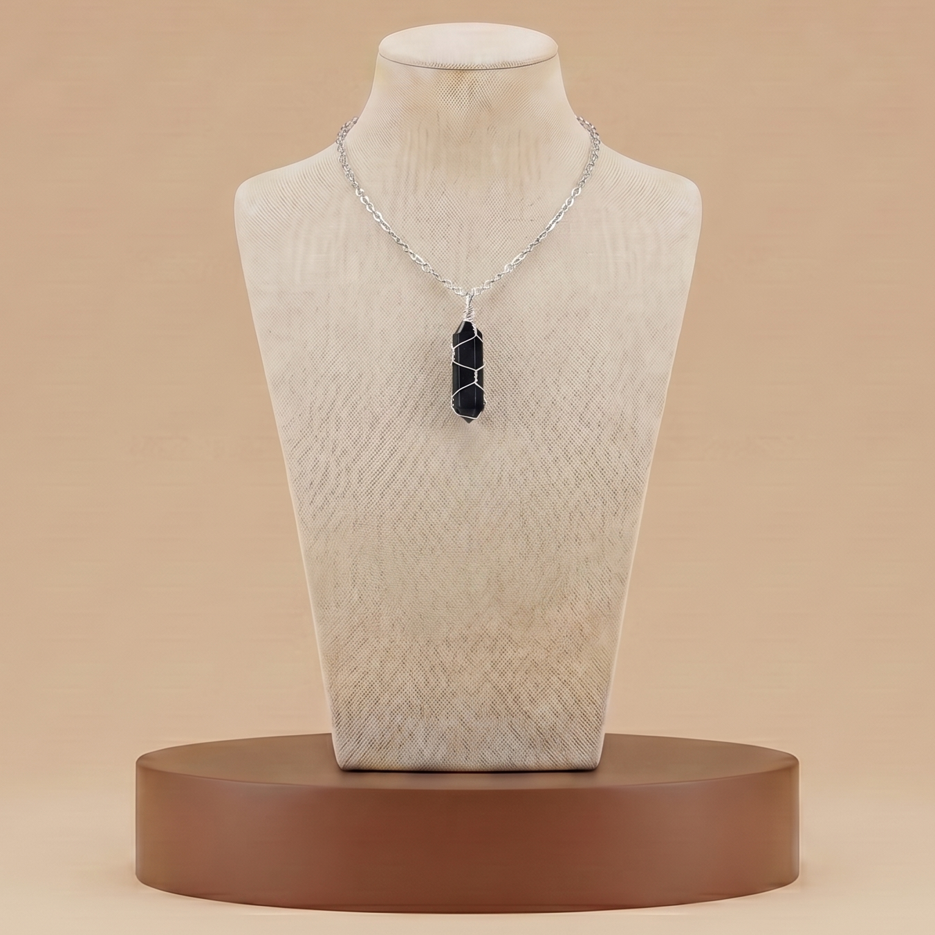Collar de Piedra Natural y Cristal - Colgante Hexagonal Energético