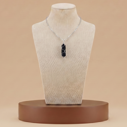 Collar de Piedra Natural y Cristal - Colgante Hexagonal Energético