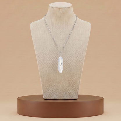 Collar de Piedra Natural y Cristal - Colgante Hexagonal Energético