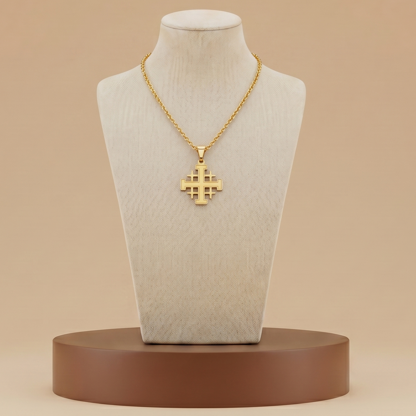 Collar Cruz de Jerusalén en Acero Inoxidable - Colgante Medieval Unisex