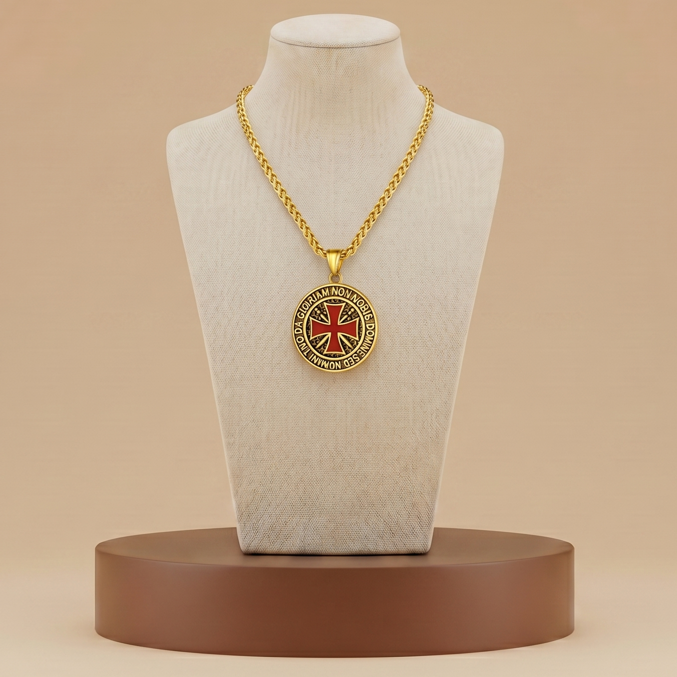 Medallón Templario de Acero Inoxidable - Collar Cruz Medieval Premium