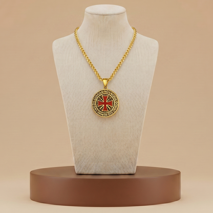 Medallón Templario de Acero Inoxidable - Collar Cruz Medieval Premium