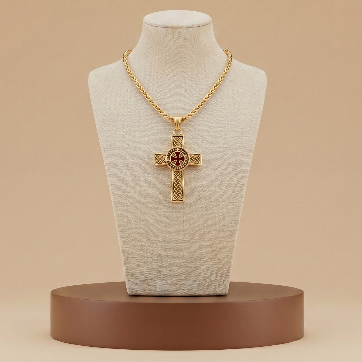 Collar Cruz Templaria Medieval - Oro Plata Acero