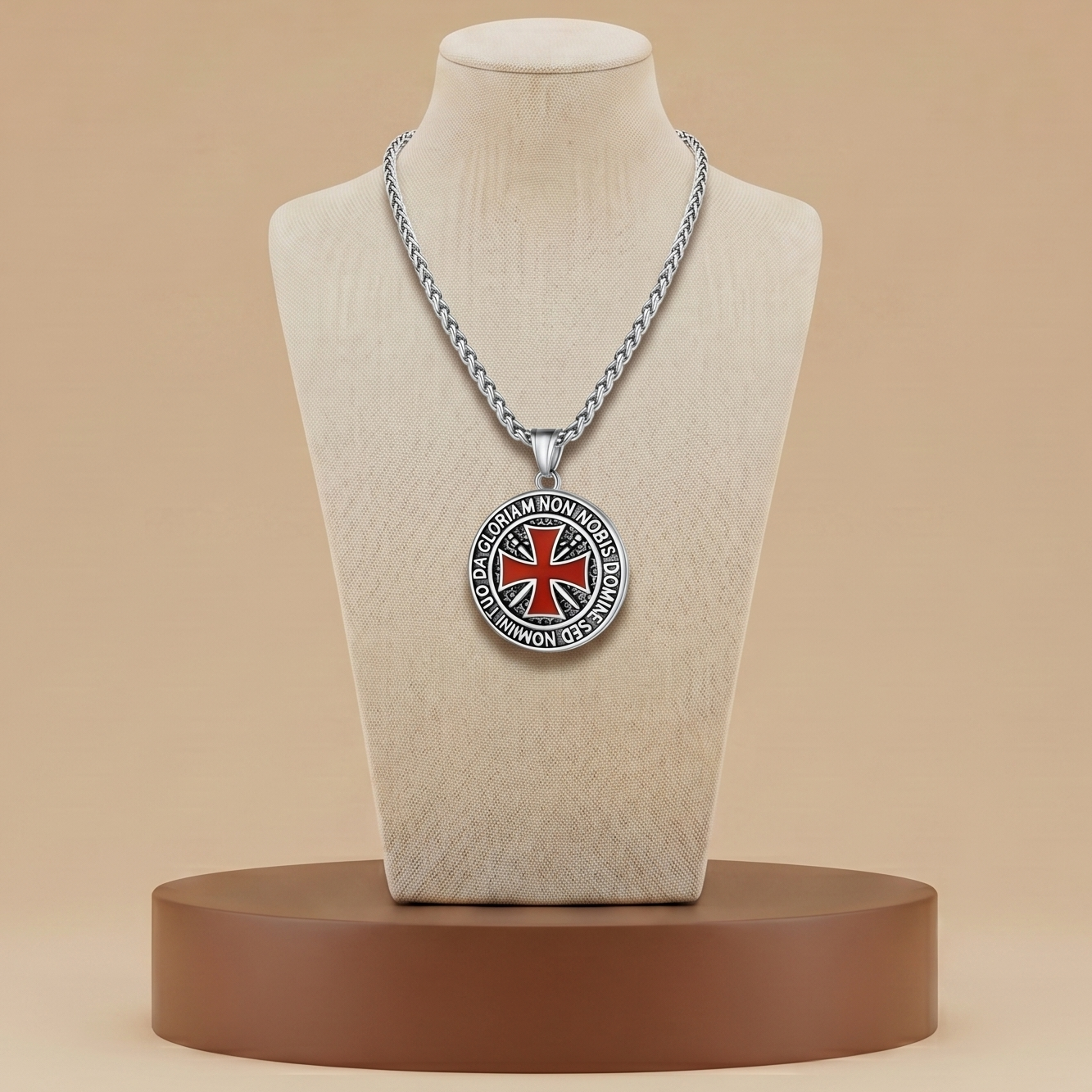 Medallón Templario de Acero Inoxidable - Collar Cruz Medieval Premium