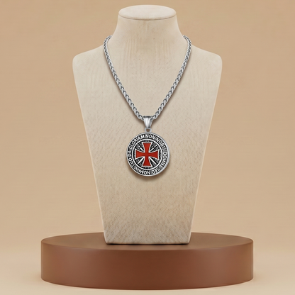 Medallón Templario de Acero Inoxidable - Collar Cruz Medieval Premium