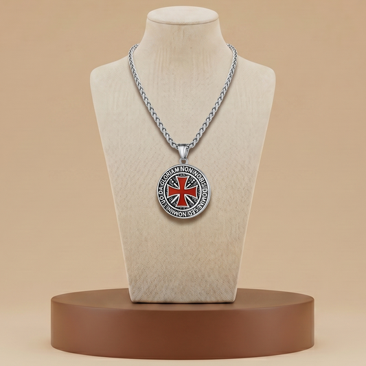 Medallón Templario de Acero Inoxidable - Collar Cruz Medieval Premium