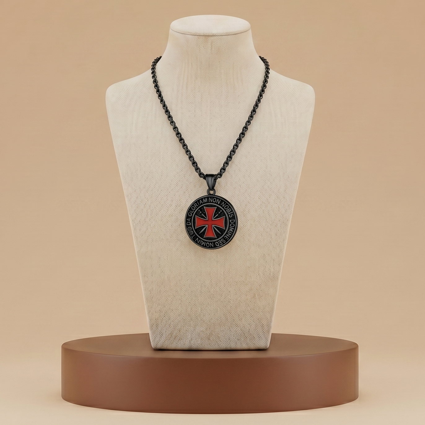 Medallón Templario de Acero Inoxidable - Collar Cruz Medieval Premium