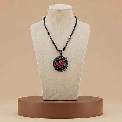 Medallón Templario de Acero Inoxidable - Collar Cruz Medieval Premium