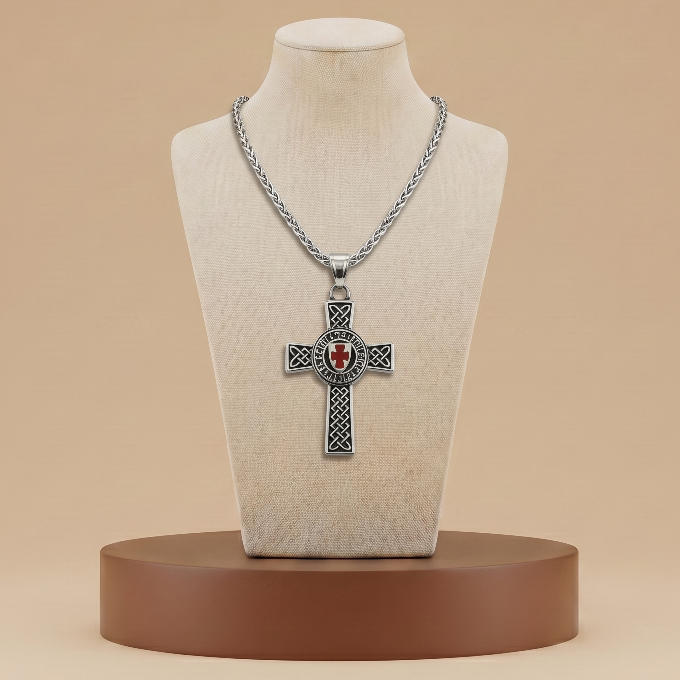 Collar Cruz Templaria Medieval - Oro Plata Acero