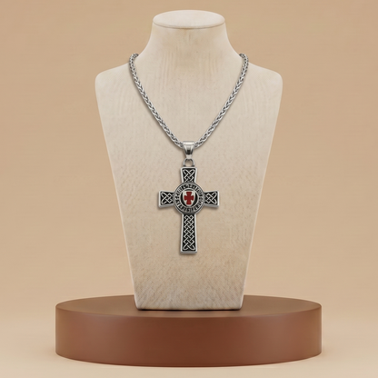 Collar Cruz Templaria Medieval - Oro Plata Acero