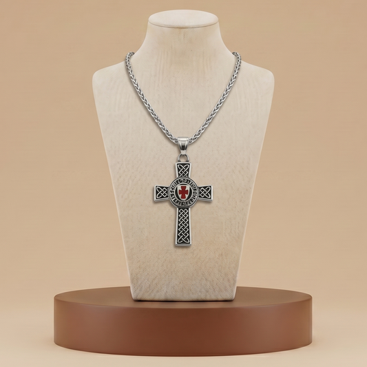 Collar Cruz Templaria Medieval - Oro Plata Acero