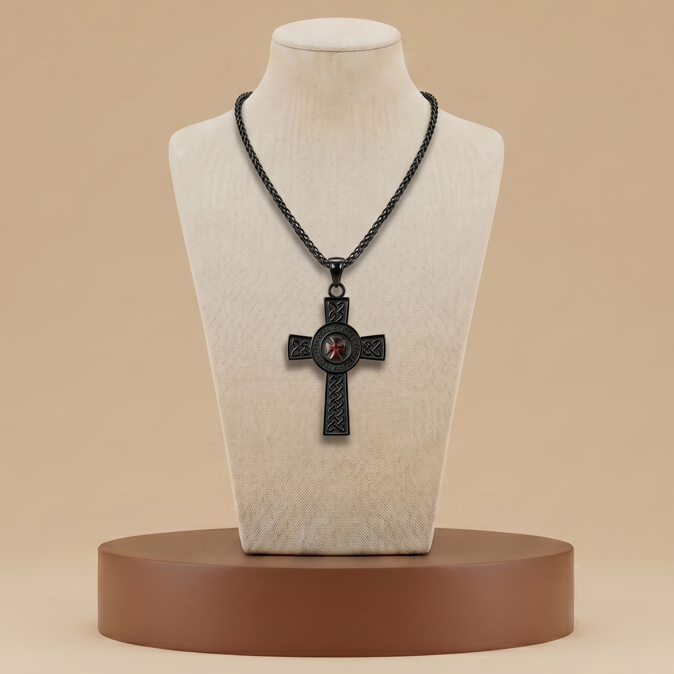 Collar Cruz Templaria Medieval - Oro Plata Acero