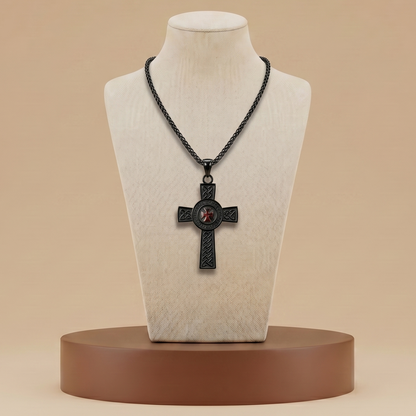 Collar Cruz Templaria Medieval - Oro Plata Acero