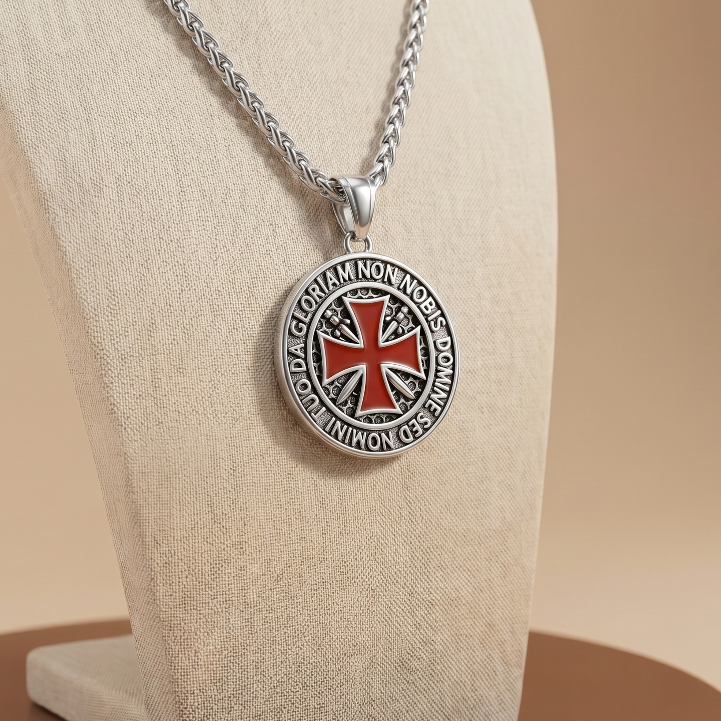 Medallón Templario de Acero Inoxidable - Collar Cruz Medieval Premium