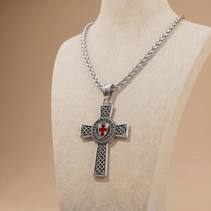 Collar Cruz Templaria Medieval - Oro Plata Acero