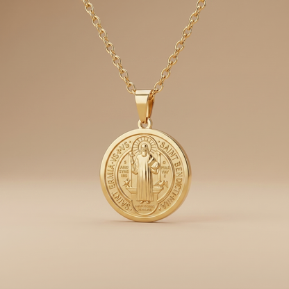 Medallón San Benito Premium - Collar Cristiano de Acero