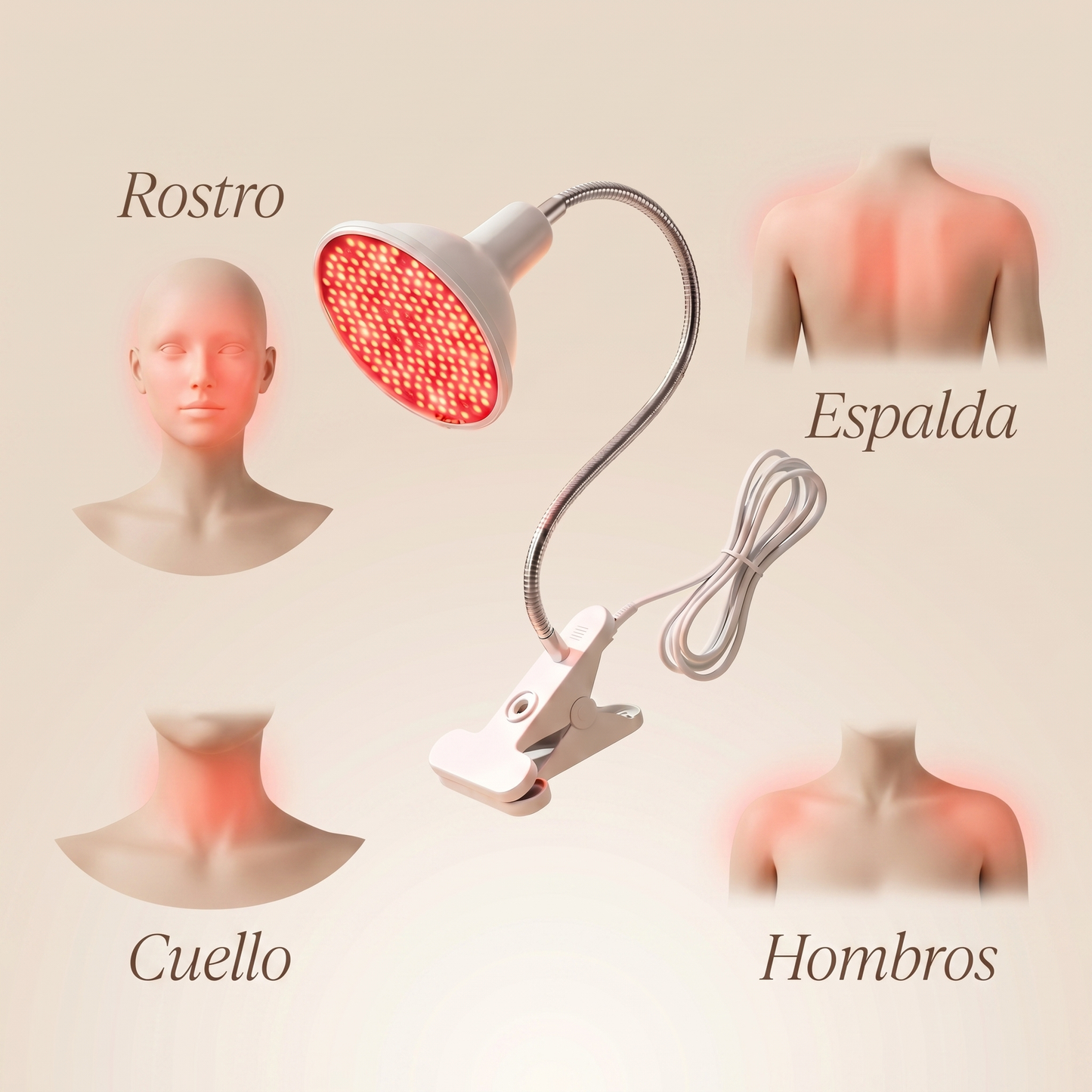 Lámpara de Terapia de Luz Roja LED 660nm + 850nm - Anti envejecimiento, Dolor Muscular y Recuperación